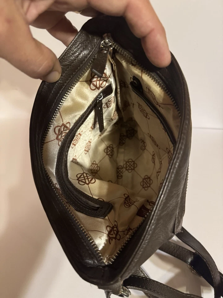 "Bolso de mano Piazza de cuero marrón para mujer 11"" de alto X 10-1/2"" de ancho" Foto 4 de 4