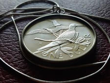 1973 Virgin Islands FrigateBird Silver Dollar Pendant on a 24" .925 Silver Chain