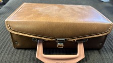 Vintage Cassette Carrying Case Vinyl Holds 12 with Handle Brown