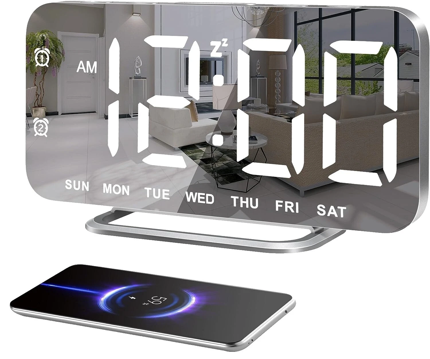 Часы будильники и радио часы современные стеклянные кофейные