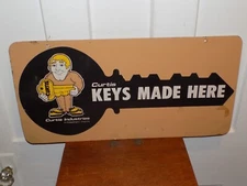 Vintage Curtis Keys Made Here Double Sided Metal Sign