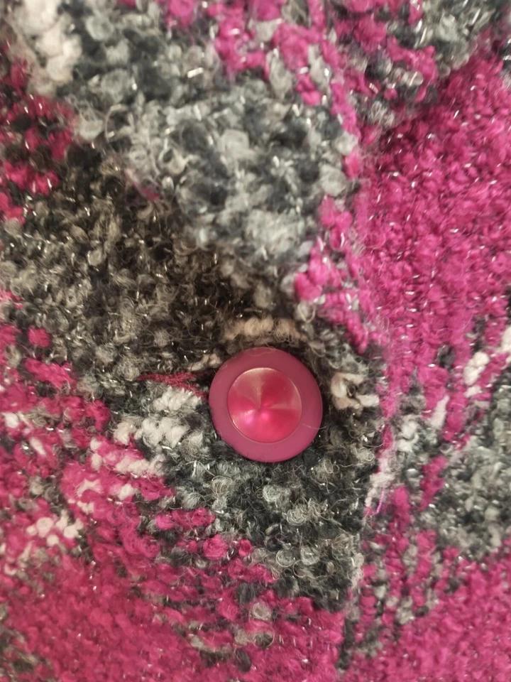 Joseph Ribkoff Tweed Wool Blazer Magenta Plaid Vintage Jacket Button  Size 10 - Image 2 of 4