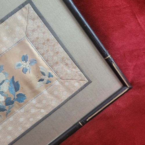 Pannello ricamo filo oro punto proibito seta cinese incorniciato vintage drago - Foto 6 di 14