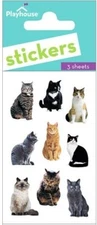 Mixed Cats, scrapbook sticker, 3 sheets, each 2" x 3", Paper House 7013