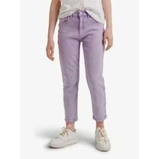 Justice Mini Mom Jeans Girls 14 Purple Denim Cotton Stretch Mid-Rise 5-Pockets