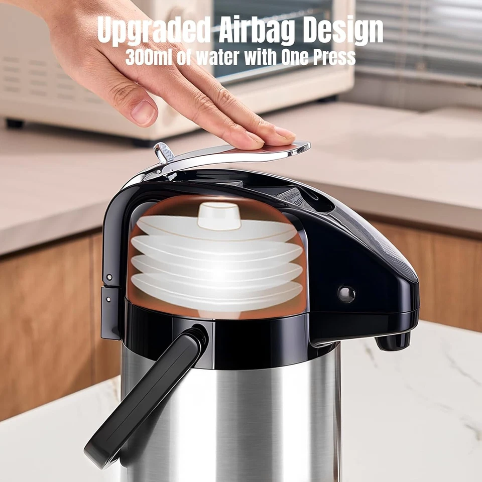 Cafetera de gran capacidad, cafetera térmica de acero inoxidable 84 oz/2,5 litros Foto 3 de 4