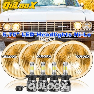 4PCS 5-3/4 5.75'' white LED HaLo Headlights For Chevy Impala Bel Air El Camino
