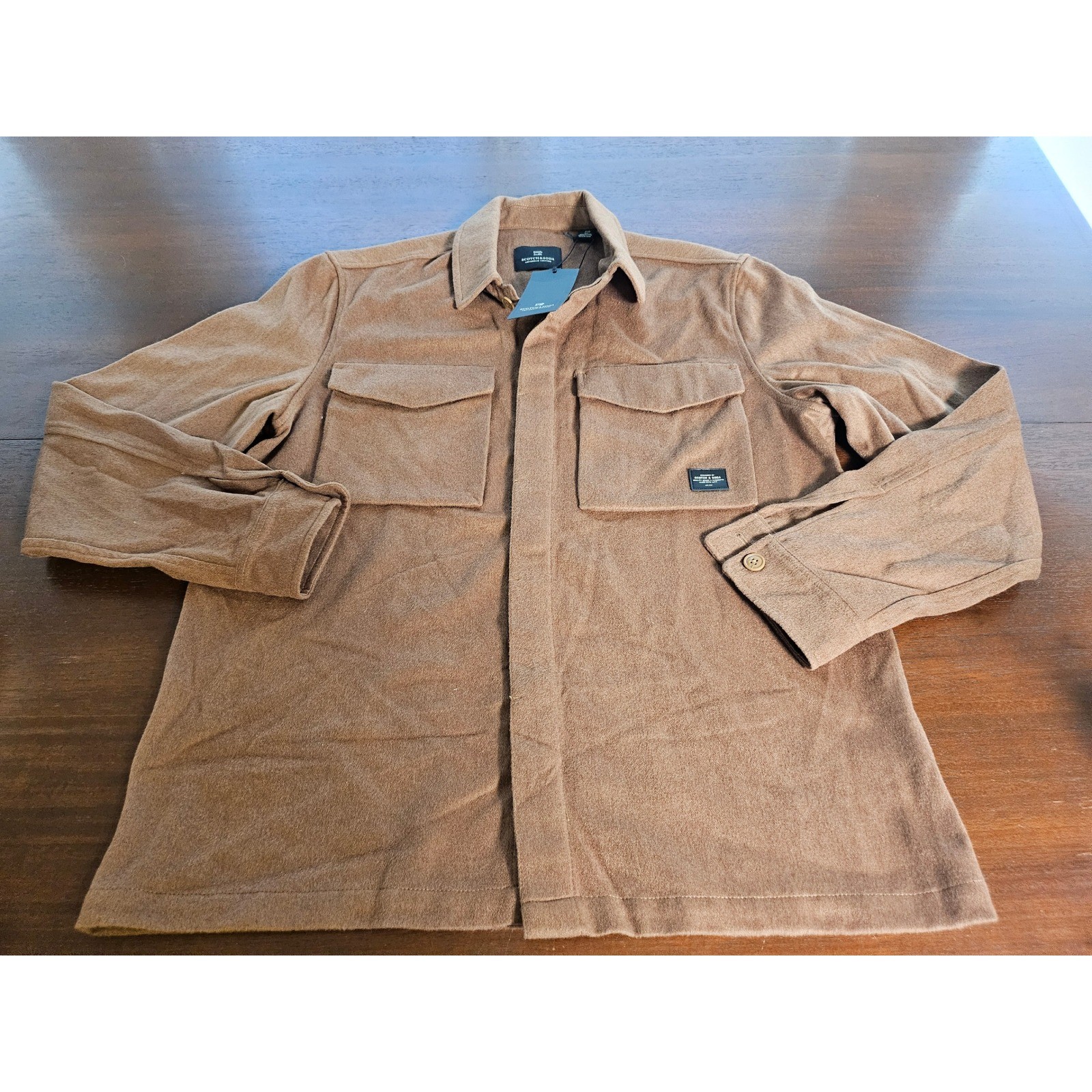 Scotch & Soda Shirt Jacket Mens XL Brown Wool Blend Overshirt 158432 - second product detail image