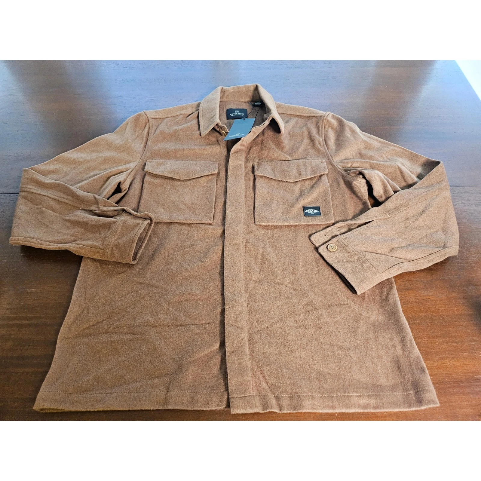 Scotch & Soda Shirt Jacket Mens XL Brown Wool Blend Overshirt 158432 - product detail image 2