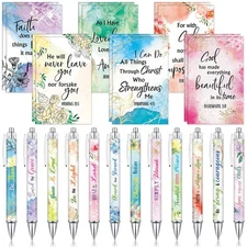 24 Pcs Christian Bulk Gifts for Women Bible Verse Pens Notebooks Set Scripture
