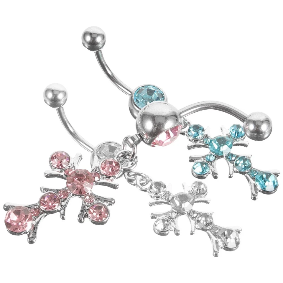  3 Pcs Diamant-Bauchnabel Ring Bauchnabelringe Für Frauen Bauchpiercing Schmuck - Bild 2 von 4