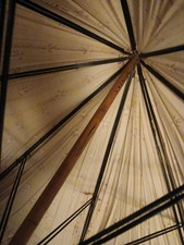 Henrietta Lacks Antique Hand Carved By Husband Wood Handle Parasol Umbrella VG 