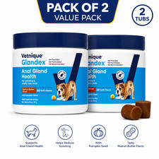 Vetnique Glandex Anal Gland Health Soft Chews Peanut Butter 60 Ct Pack of 2