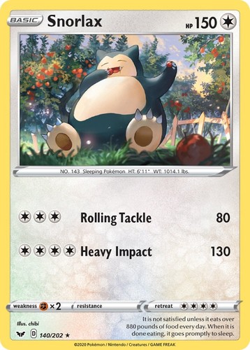 Snorlax [SWSH01: Sword & Shield Base Set - 140/202] NM
