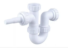 OsmaT Polypropylene Washing Machine Half Trap 76mm WT 40 - New - White