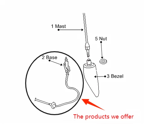 Repuesto de carrocería de antena de radio apto para Dodge Ram 1500 2500 3500 SIN mástil Foto 2 de 4