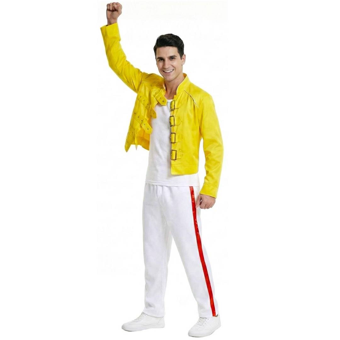 Disfraz de Reina del Rock Años 80 para Hombre Retro Años 80 Vestido Elegante Conjunto Chaqueta y Pantalón