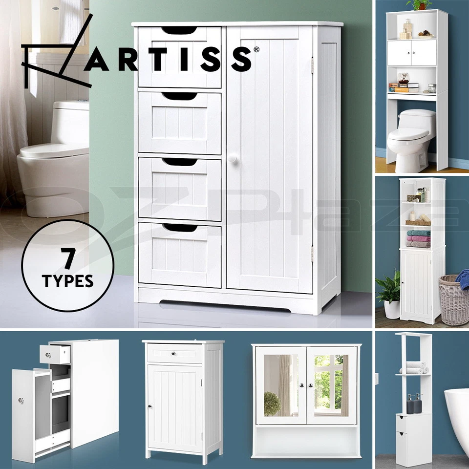 Artiss Bathroom Cabinet Storage Shelf Toilet Cupboard Wall Mirror Laundry