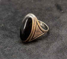 925 Sterling Onyx Ring 21.8mm Sz 8 - 4.63g