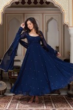 Designer Faux Georgette Gown And Bottom With Dupatta For Wedding  Festival