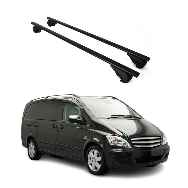DachträGer GrundträGer FüR Mercedes Vito W639 2003-2014 75Kg Stahl Schwarz 2 Tlg-image