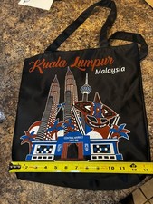 Black Polyester Tote Bag Petronas Twin Towers Malaysia Kuala Lumpur