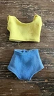 Vintage Barbie Doll Mattel Midge Swimsuit OSS Two Piece Yellow Blue Clothes TLC