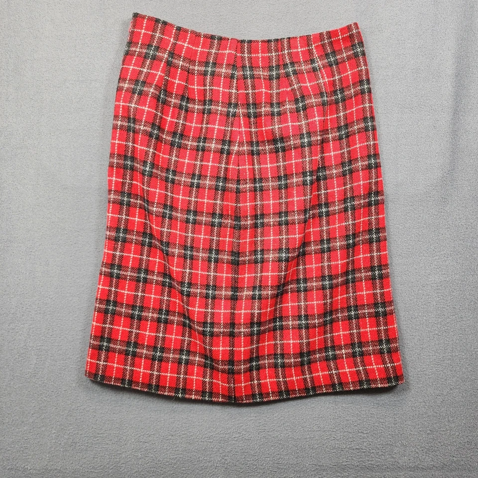 Falda Savannah Vintage 8 Lápiz Rojo a Cuadros Academia Clásico Preppy Academia EE. UU.