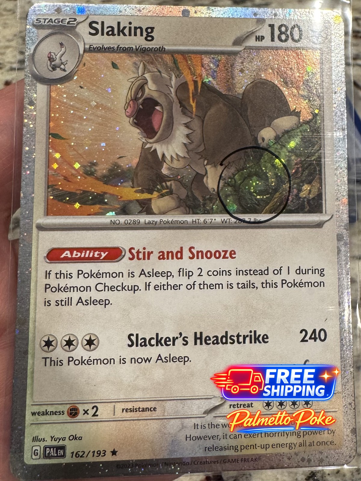 Slaking (Cosmos Holo with Swirl 🌀) 162/193 Rare Pokemon NM/M