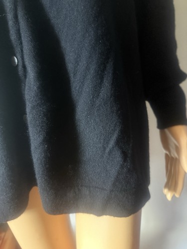 Sutton Studio 100% Cashmere Button Down Cardigan 3X (XL-1X) Black Lightweight - Picture 7 of 8