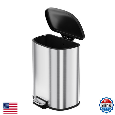 Garvee Stainless Steel Trash Can 50 L/13 Gal Hands Garbage Can Soft Close Lid