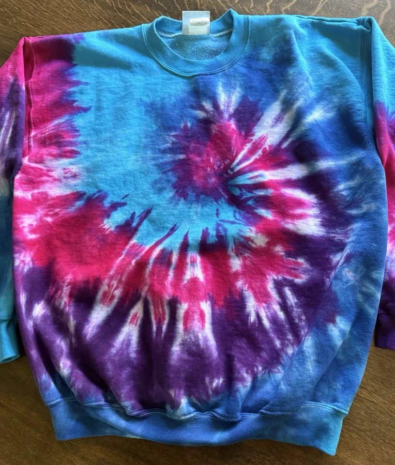 Sudadera de Colección Tie Dye en Blanco Talla L Adulto Azul Púrpura Rosa Manga Larga Pullover Foto 3 de 4