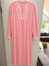 Vintage Vanity Fair Pink Long Sleeve Nightgown Lace Trim Made USA Nylon