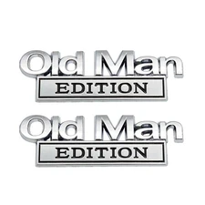 2x Metal Old Man Edition Side Rear Front Hood Trunk Emblem 3D Badge Silver Black