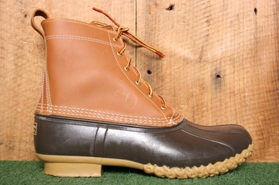 L.L. BEAN Brown Rubber Tan Leather 6-Eye Insulated 8'' Duck Boots Men's Sz. 9W