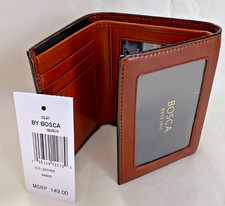 Bosca Old Leather Double I.D. Trifold Wallet RFID Amber 53-27 MSRP 149 NWT