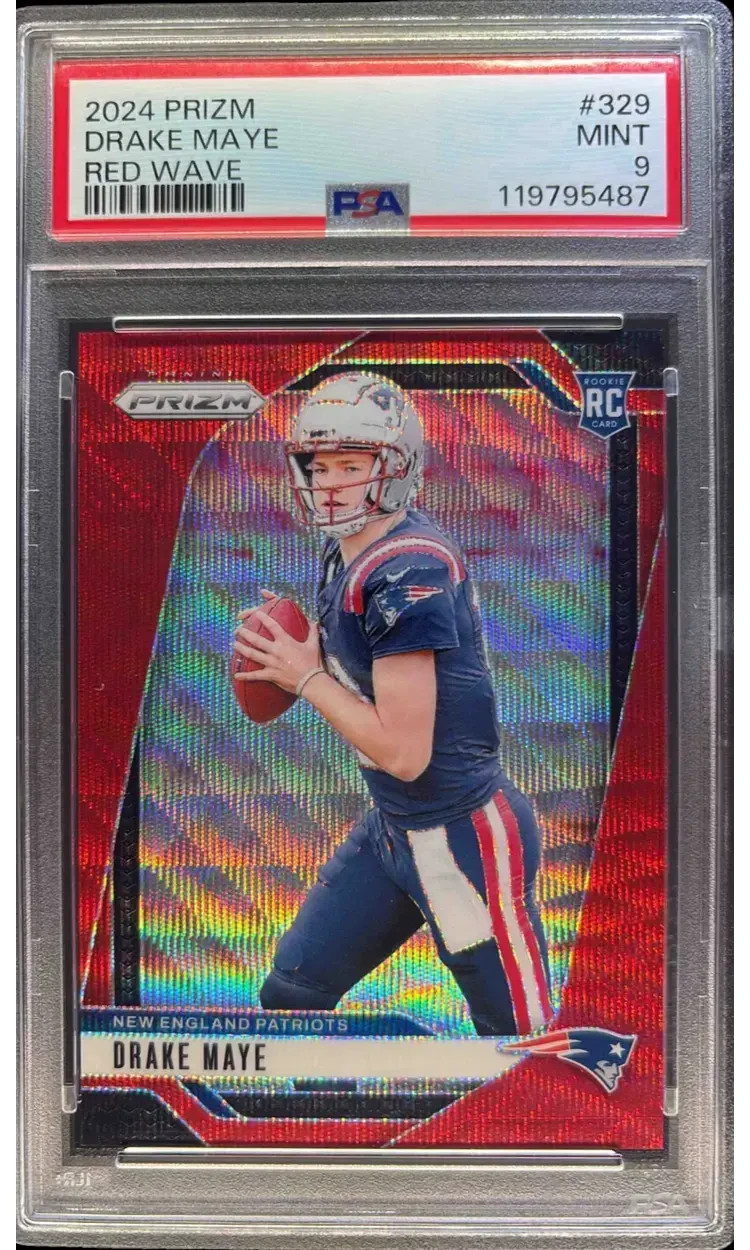 2024 PANINI PRIZM RED WAVE #329 DRAKE MAYE ROOKIE RC /149 PSA 9