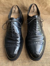 PRADA Mens Black Leather Cap Toe Oxford Shoes Size UK 8 || US 9