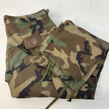Vintage US Army Woodland Camo Cargo Pants Mens Medium Short Combat BDU 90s