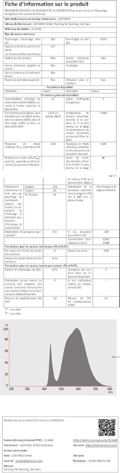 Lampadina LED E27 Osram 4000K 14W = 100W, Bianco Freddo, 3 Pezzi, Opaca - Immagine 2 di 4