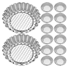  20pcs Stainless Steel Egg Tart Molds Mini Tart Tin Pans Non-stick Pie Tartlet