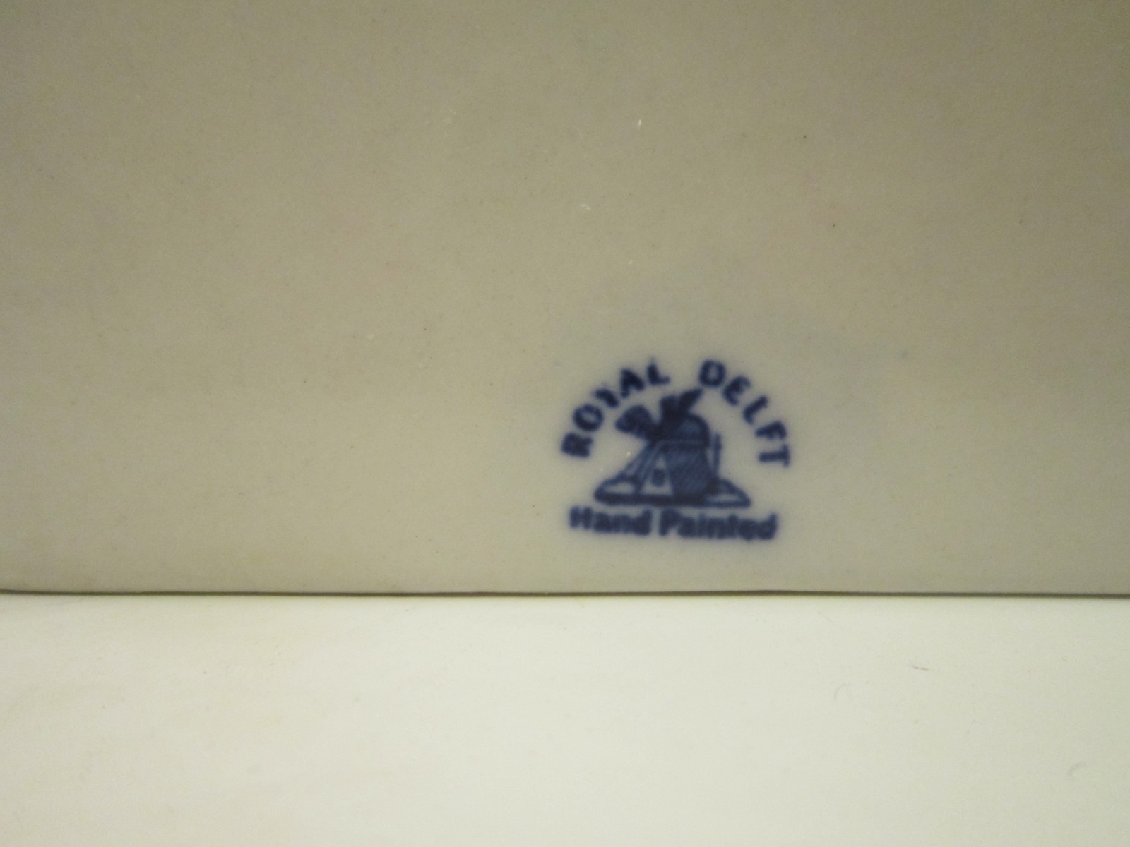 Salt Cellar, Royal Delft, Vintage, Used, Hand Painted, Wooden Lid, 4"x5"x3".