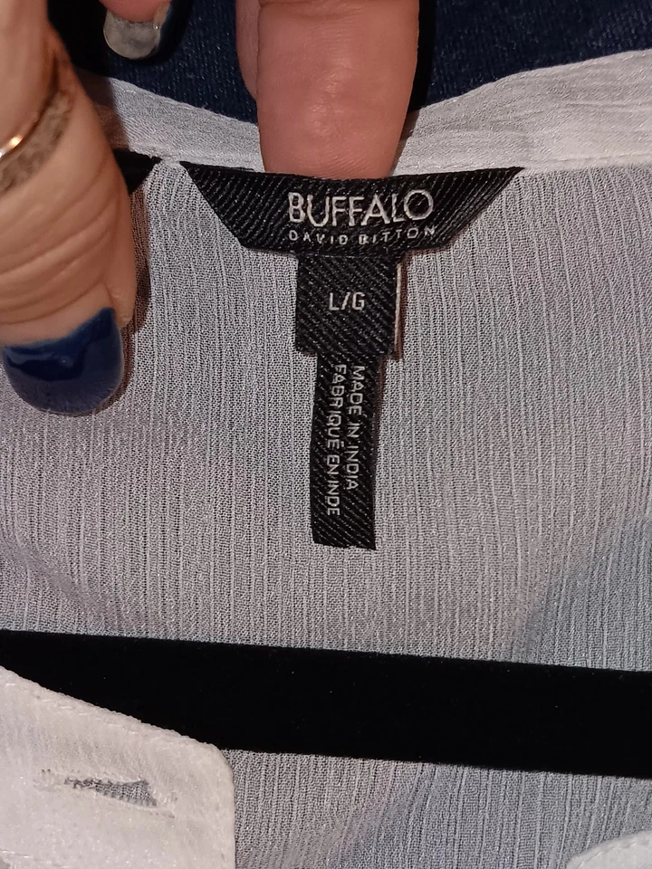 Euc Buffalo David Bitton White Sz L Embroidered Mini Dress - Image 2 of 4