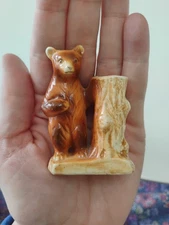 Vintage/antique  BEAR & STUMP TOOTHPICK HOLDER   - 2.5”