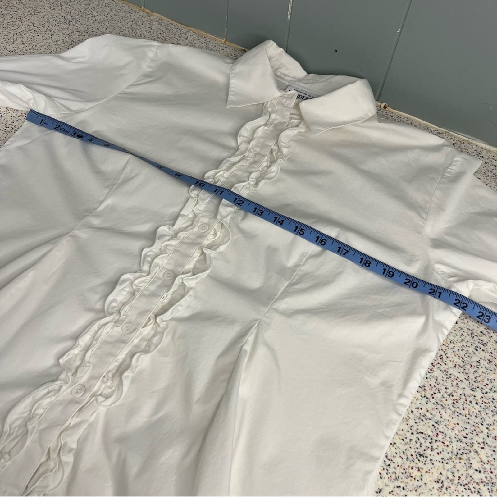 Pendleton Petites Button Down Ruffle White Long S… - image 6