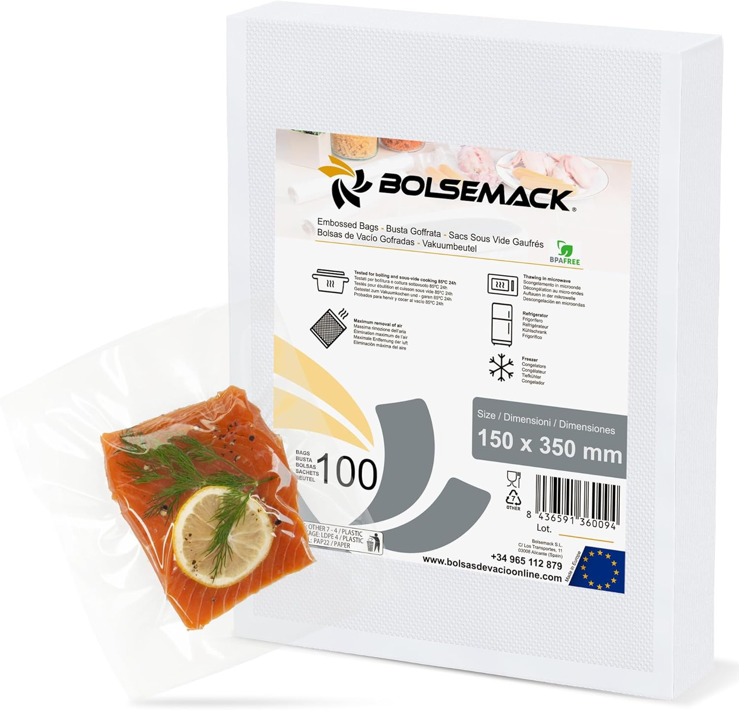 Sacchetti Sottovuoto Alimenti 15x35 100 Pezzi - Alta Barriera per Sous Vide
