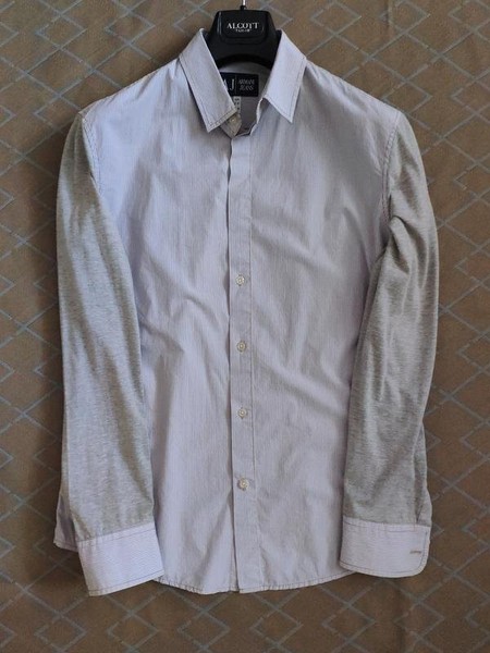 Men Armani Jeans Shirt Grey Knit 40 /L / 48