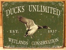 Ducks Unlimited Wetland Conservation TIN SIGN metal rustic wall cabin decor 1388