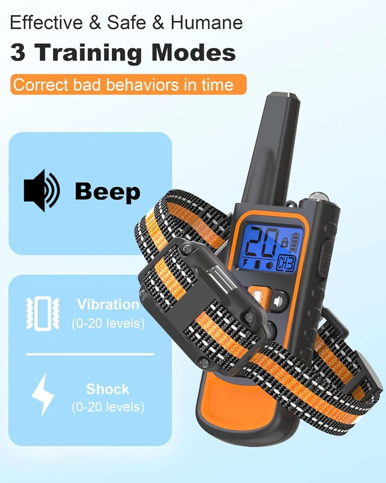 1000M Hund Ausbildung Stromschlag Erziehungshalsband Hunde Vibration Ton e-Shock - Bild 3 von 4