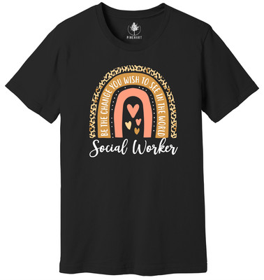 Boho Rainbow Social Worker Shirt, Cute Graphic Shirts, Gift Therapy Team